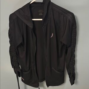 Black Hoodie with Pink Ribbon Detail